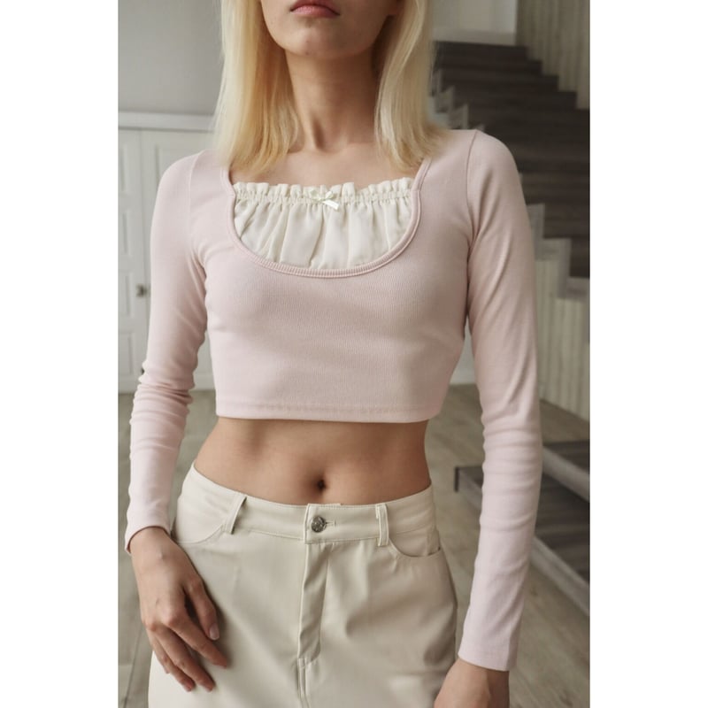 epine U cut frill layered rib tops