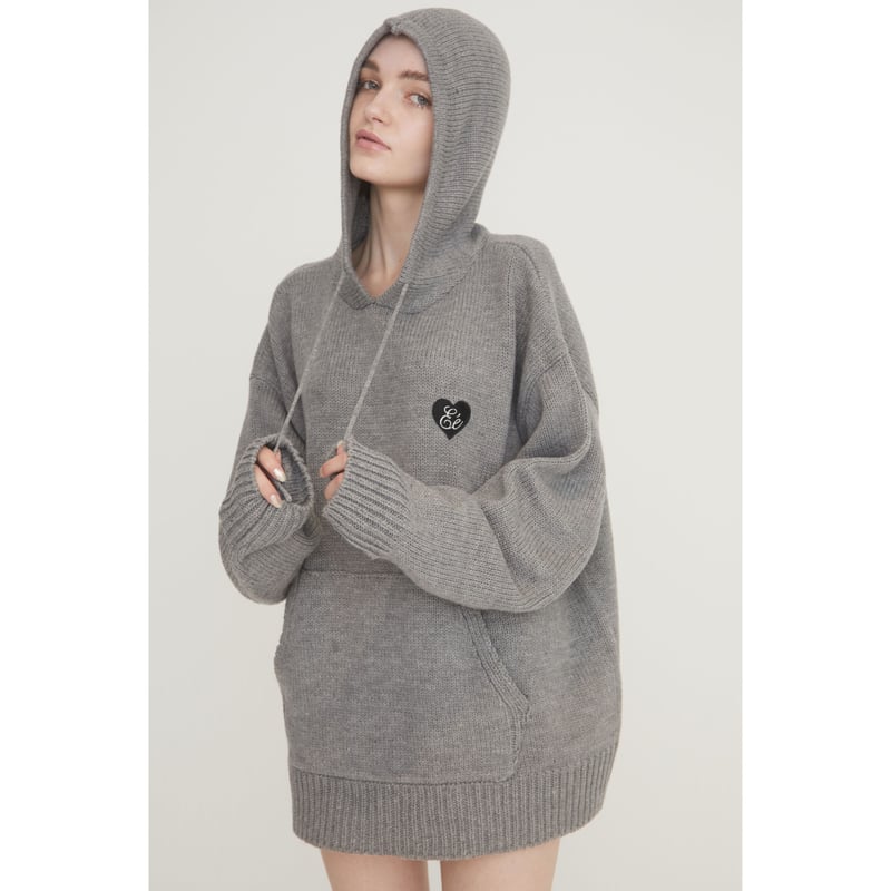 ♡ Eé knit hoodie gray | épine