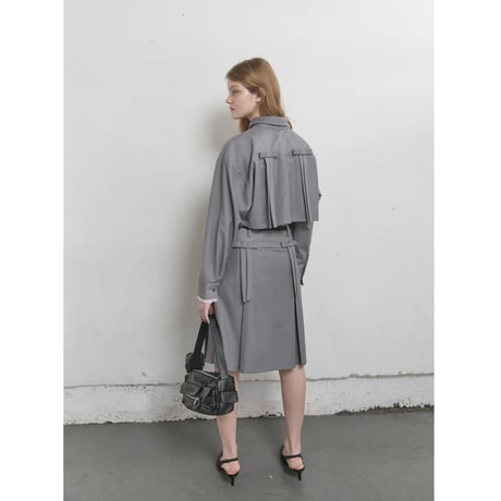 middle 2way ribbon pleats skirt（2color）