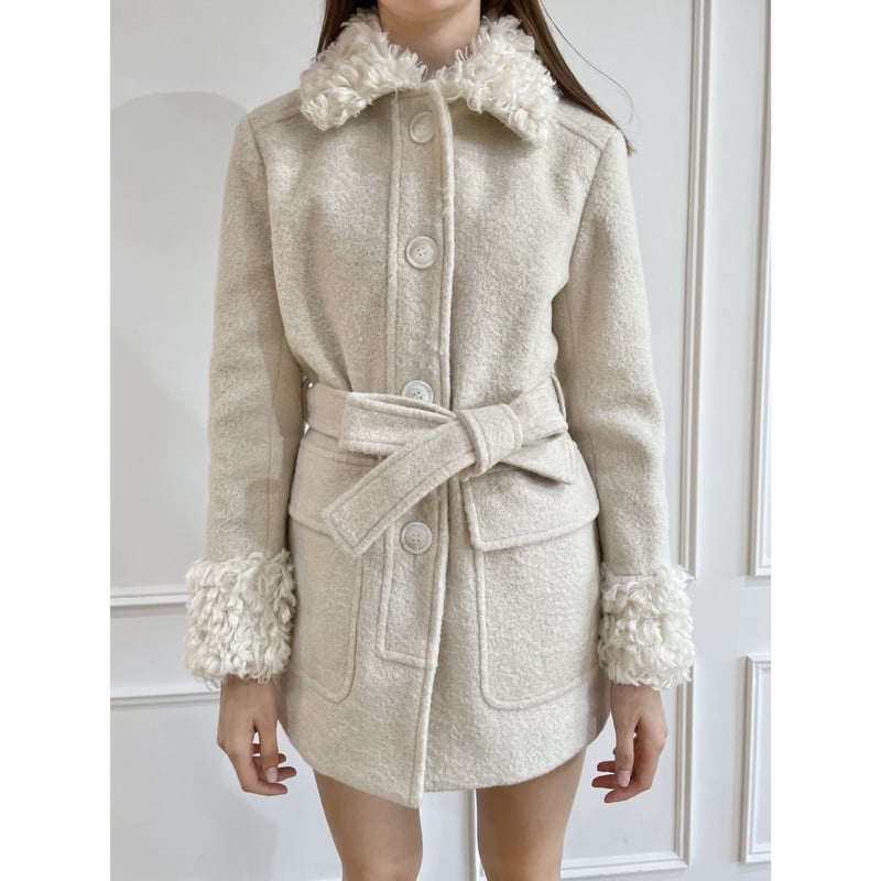 epine curly hair fur coat ivory