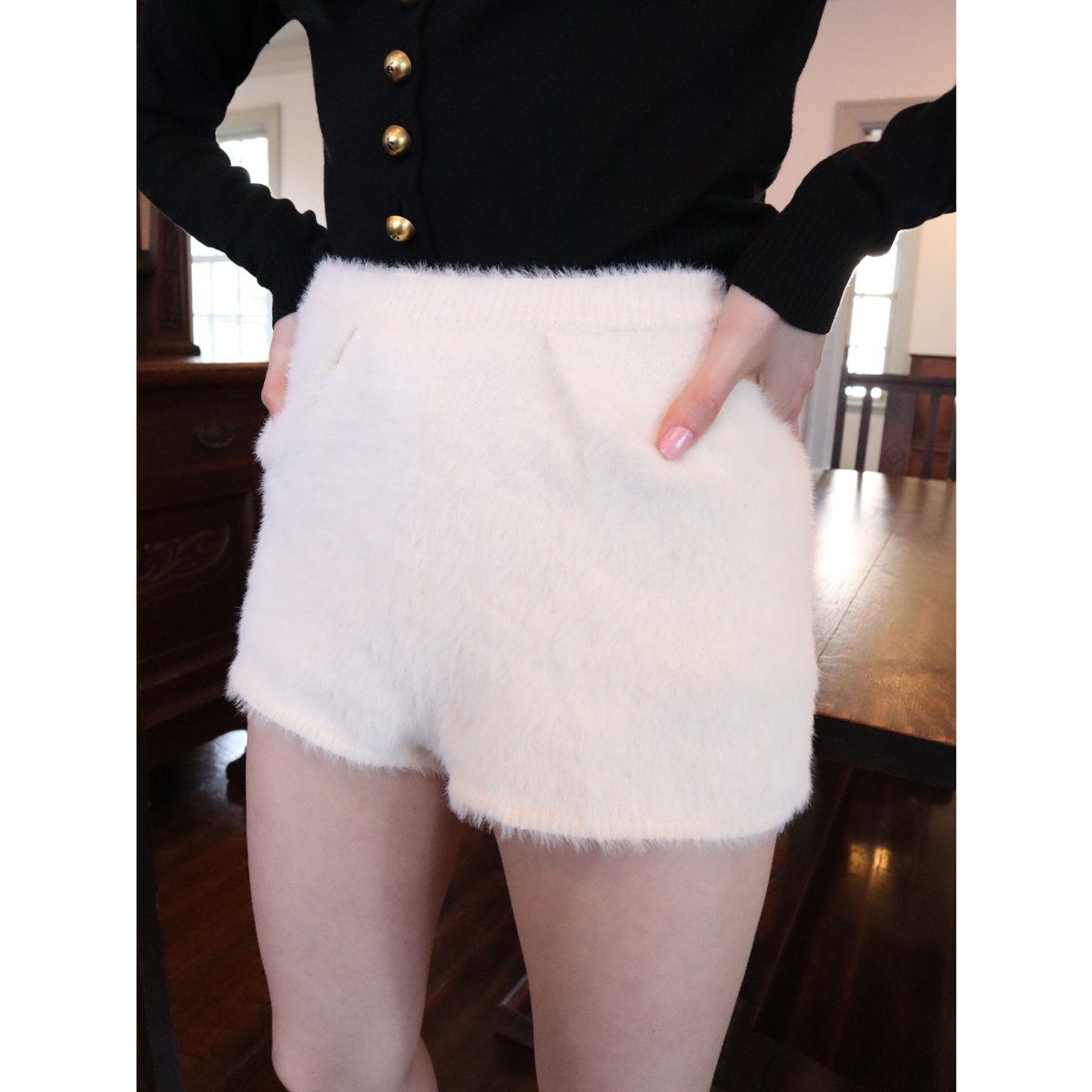 high-waist mohair short pants ivory | épine 