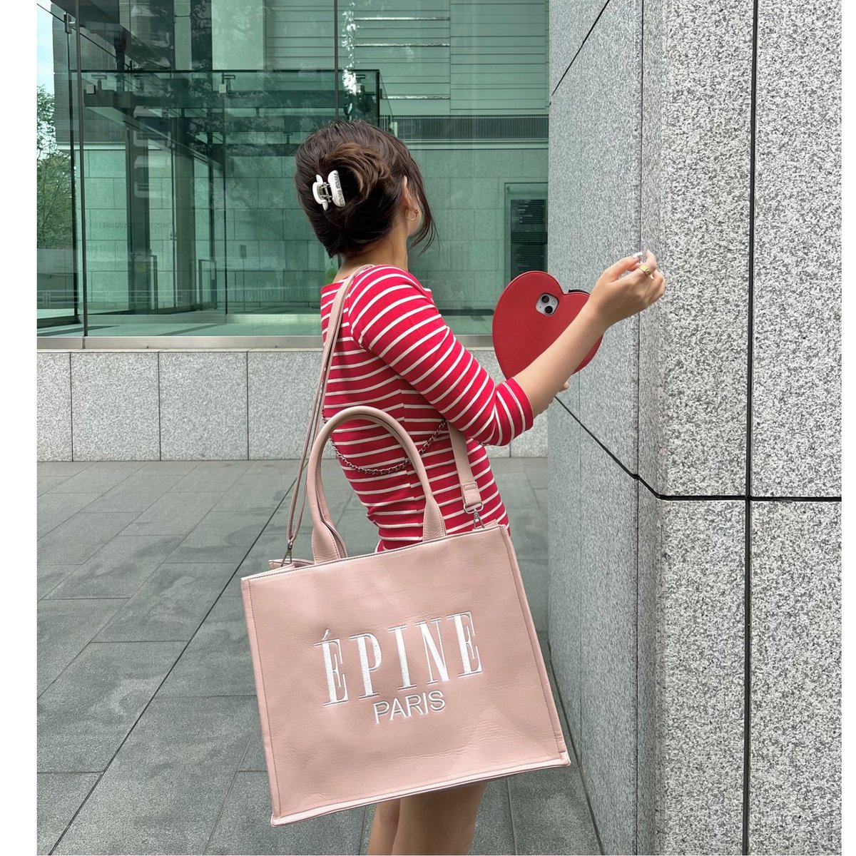 épine book tote bag large pink ピンク | www.fitwellind.com