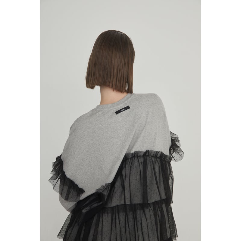 é tulle frill long tee gray | épine