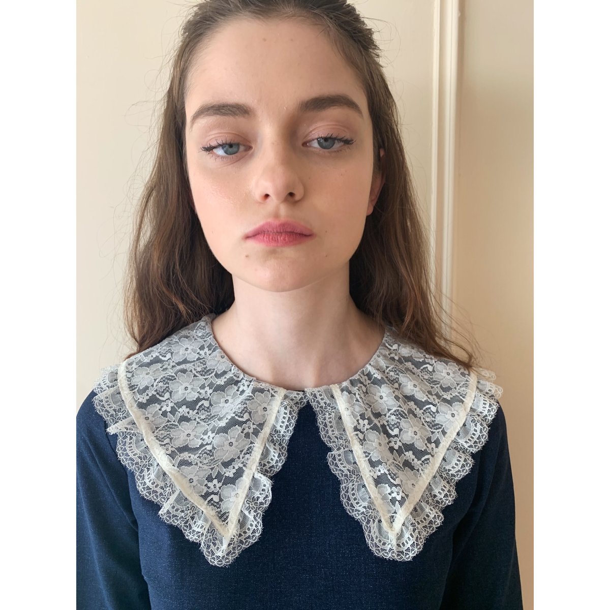 lace collar denim onepiece | épine lace collar denim onepiece | épine