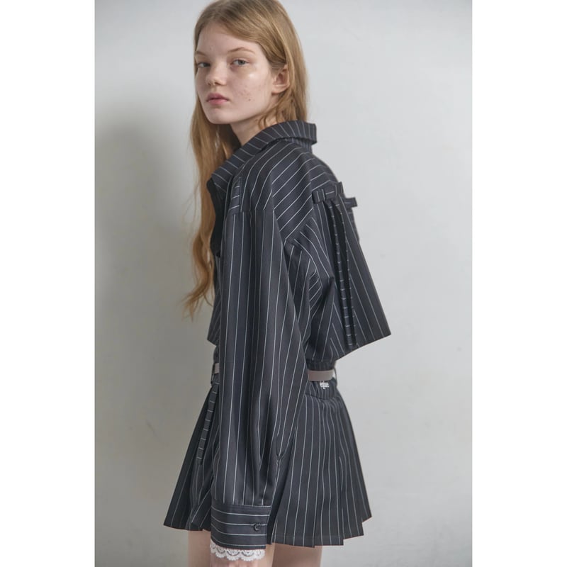 épine lace back ribbon short shirt（2color） | épine