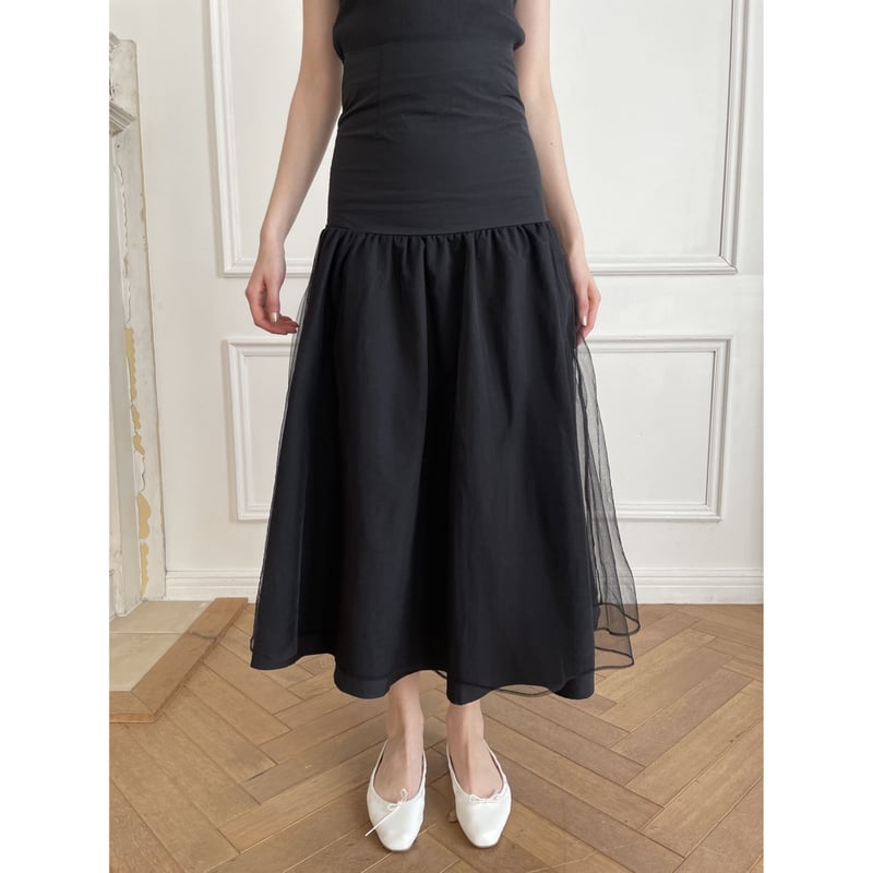 waist mark layer tulle skirt | épine