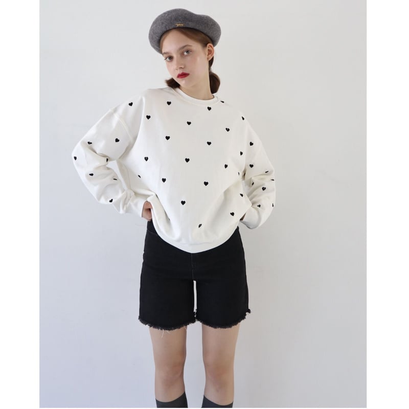 poppy レースハートスウェット ホワイト poppy レースハートスウェット ホワイト