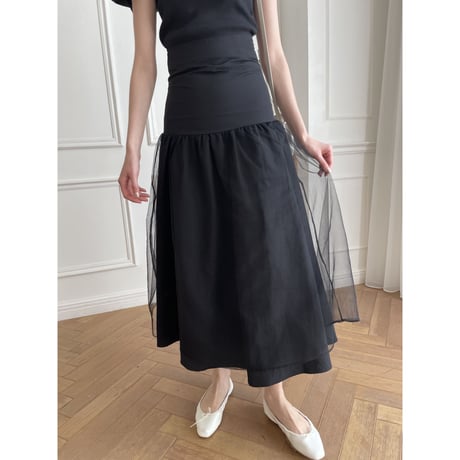 waist mark layer tulle skirt