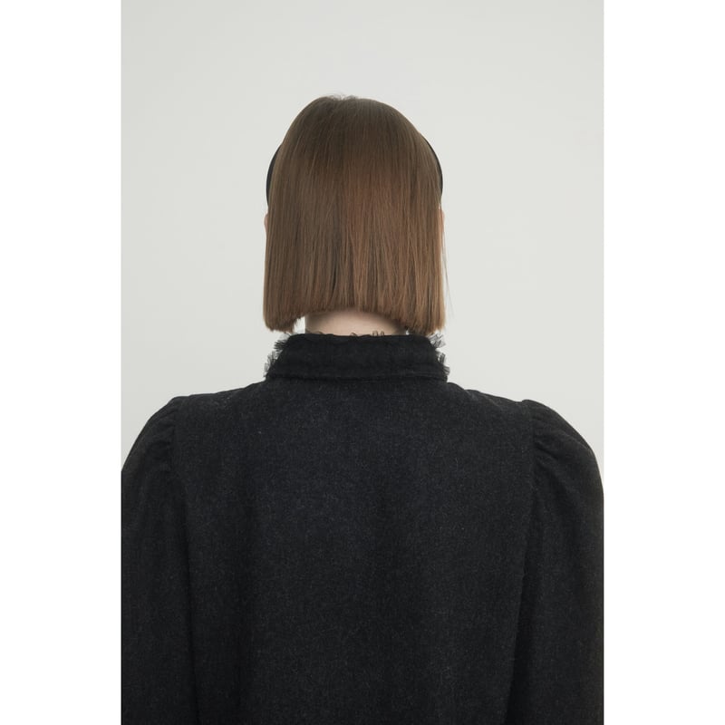 ÉPINE PARIS tulle wool blouse nuance black | épine