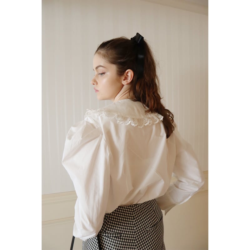 lace frill collar volume blouse white | épine
