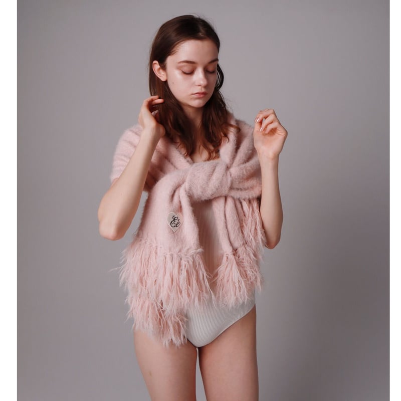 ♡Éé mohair fringe muffler pink | épine ♡Éé mohair fringe muffler pink | épine