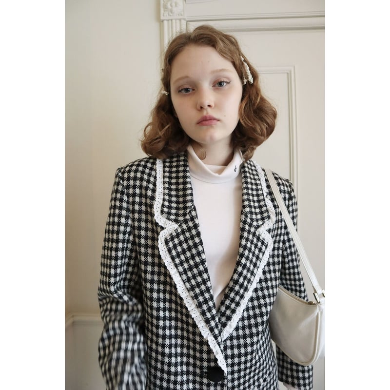 lace check knit jacket | épine