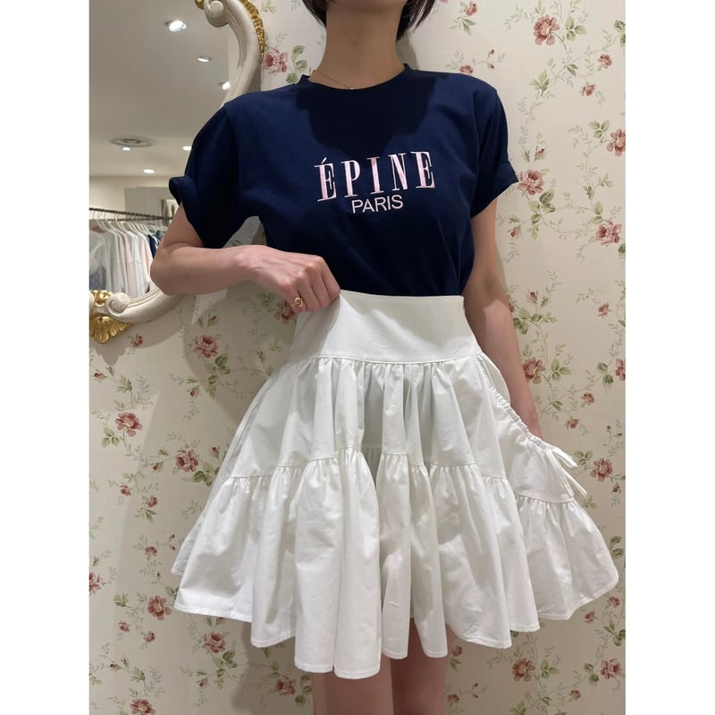 ÉPINE PARIS embroidery tee navy×pink | épine