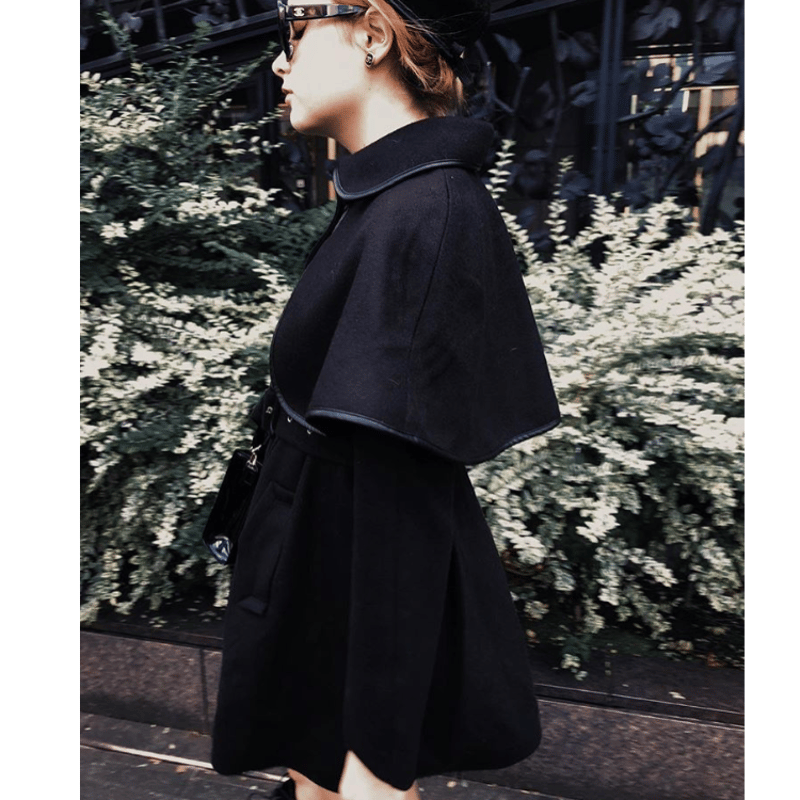 piping cape 2way coat black | épine piping cape 2way coat black | épine