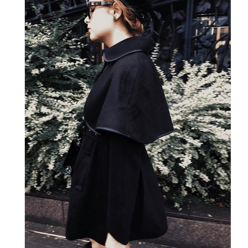 epine エピヌ piping cape 2way coat black