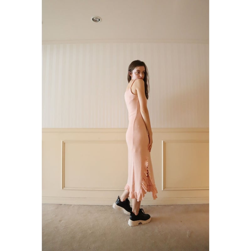 frill slit camisole knit onepiece pink | épine