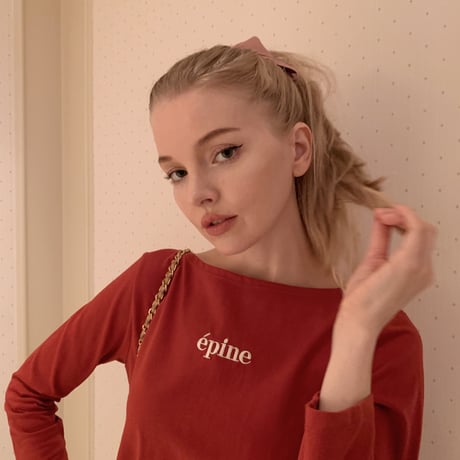 épine embroidery long tee red