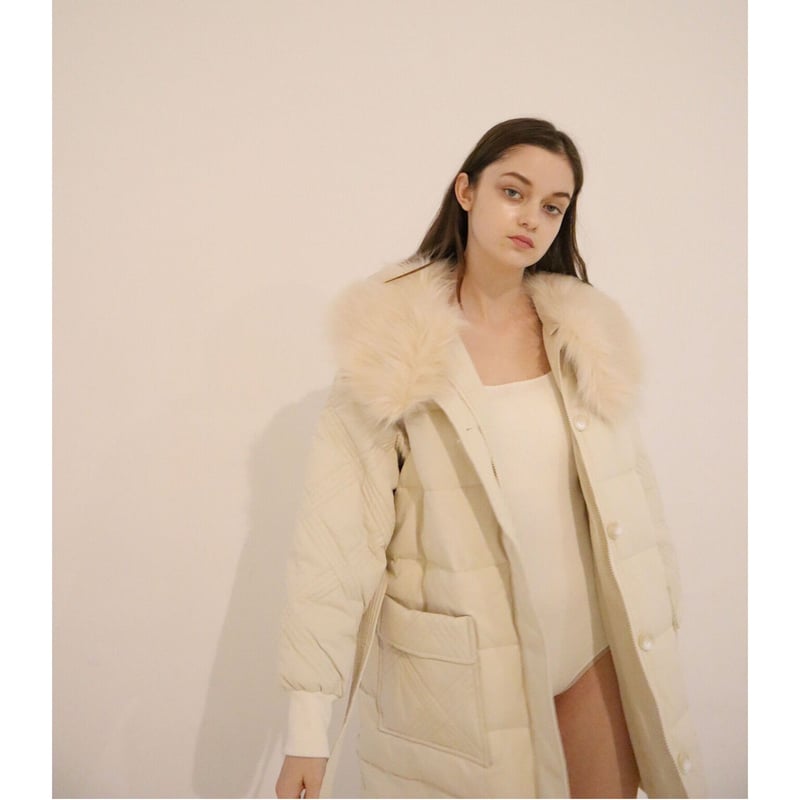 fur collar quilting down coat ivory | épine