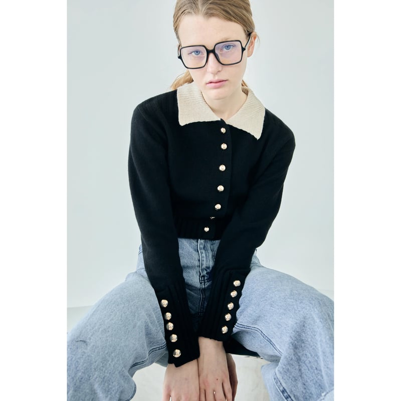 gold button cardigan | épine