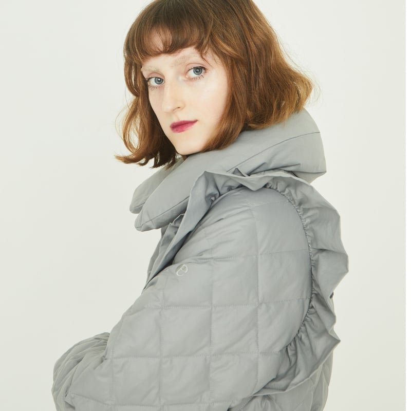 グレーé zipper quilting long down coat gray - ダウンジャケット