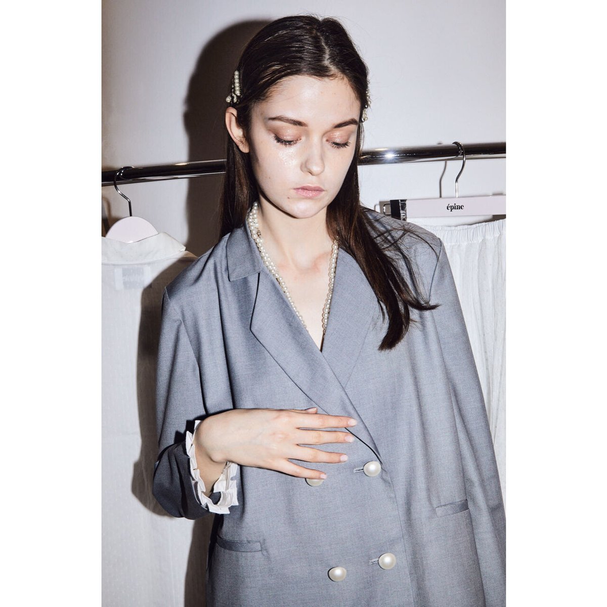 back ribbon Pearl pleats frill jacket suits gr back ribbon Pearl pleats frill jacket suits gr