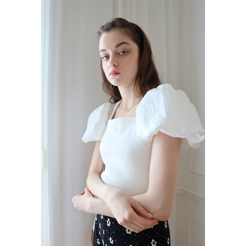 Eé rib balloon tops white | épine