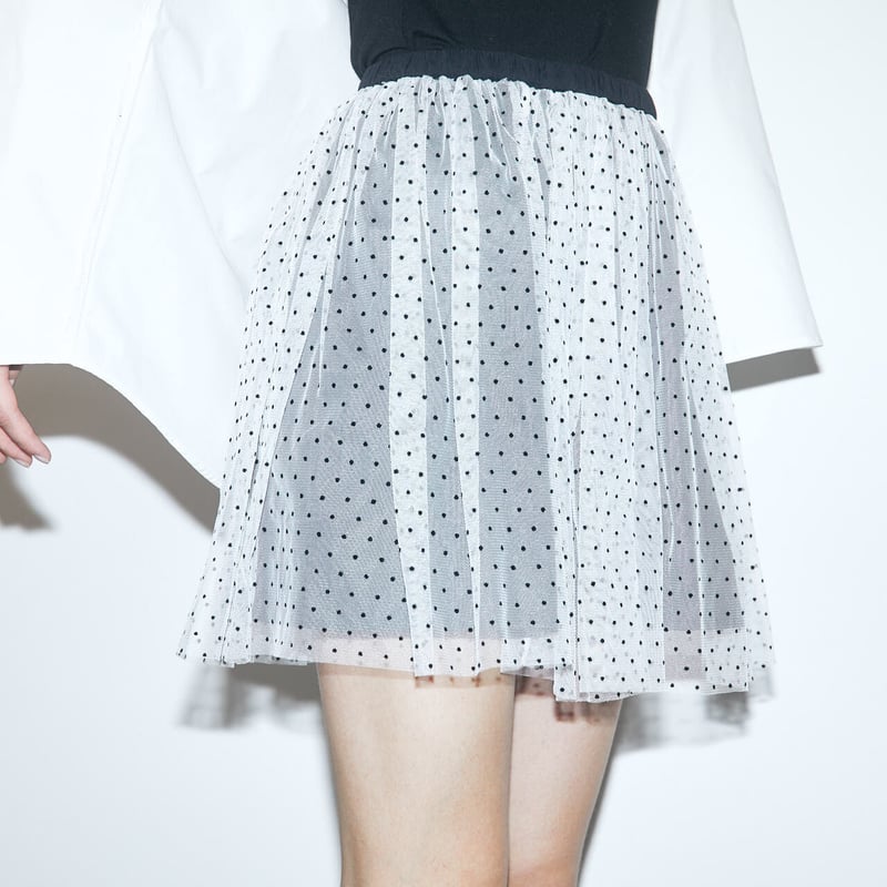 tulle mini skirt black×white dot | épine tulle mini skirt black×white dot | épine