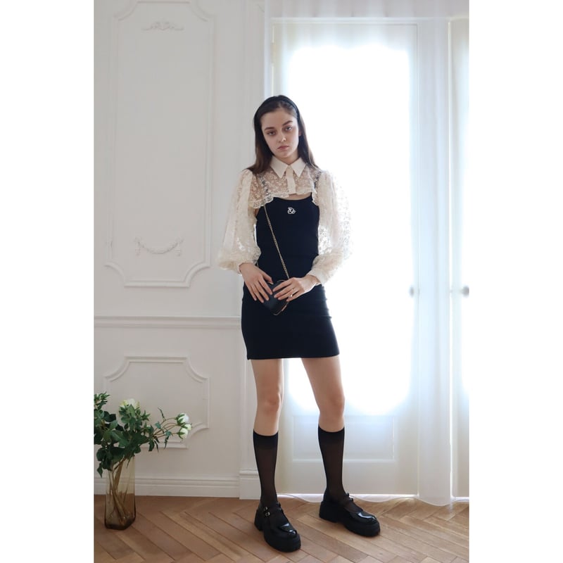 Eé embroidery camisole onepiece black | épine Eé embroidery camisole onepiece black | épine