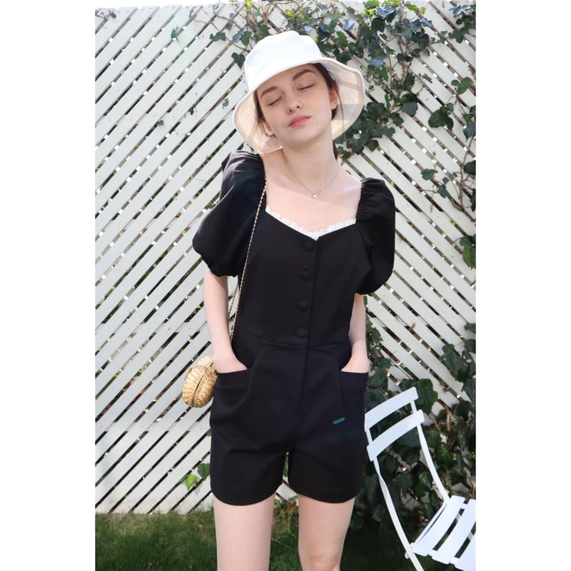 lace mini rompers black | épine 