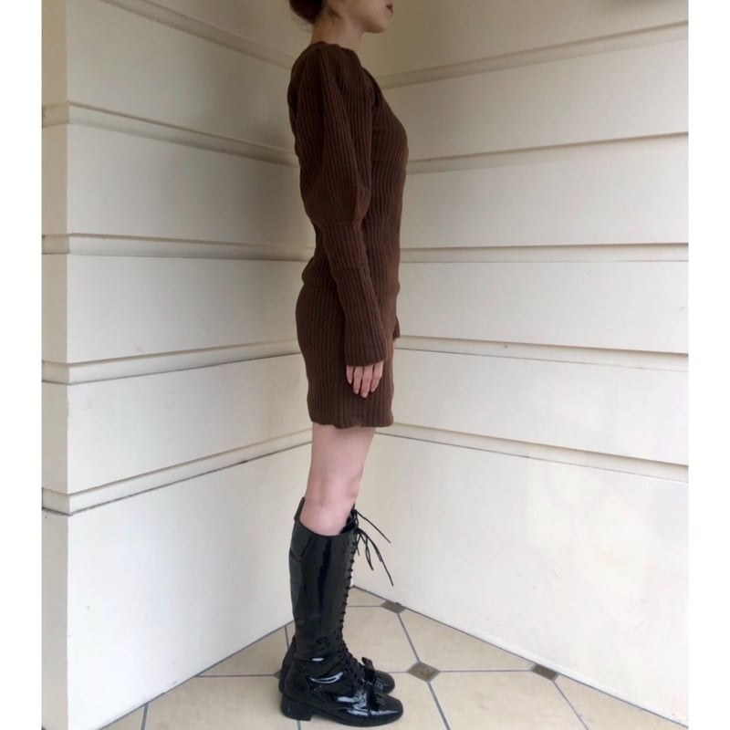 arm volume knit onepiece brown | épine 