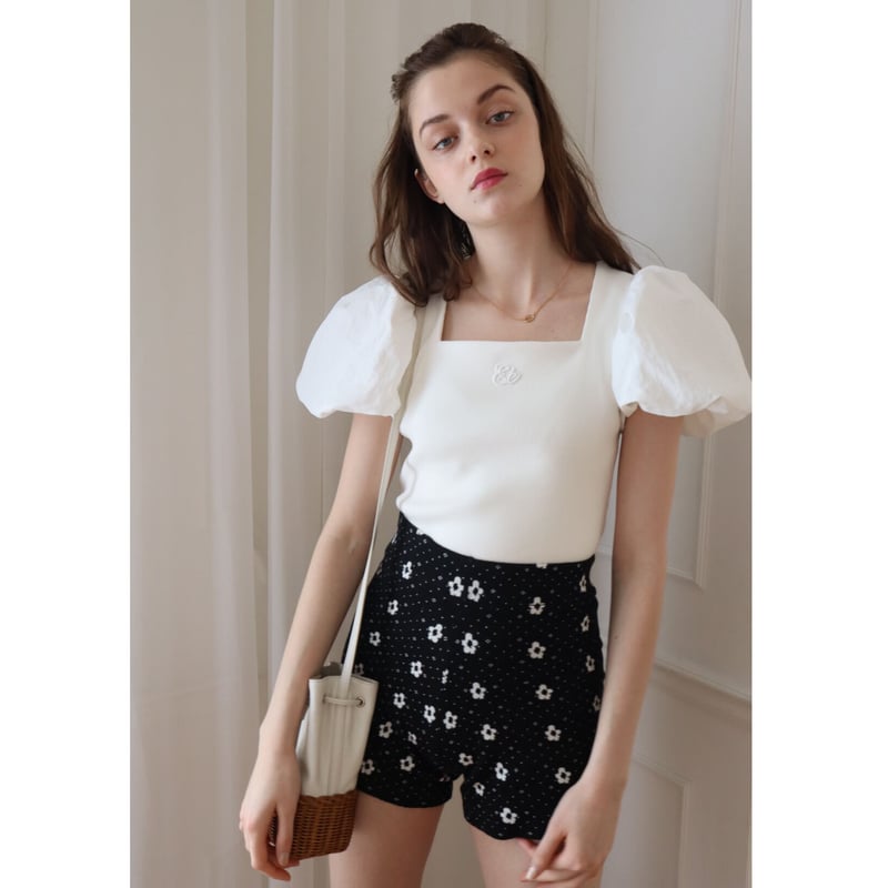 Eé rib balloon tops white | épine