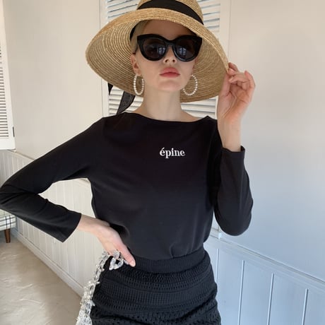 épine embroidery long tee black