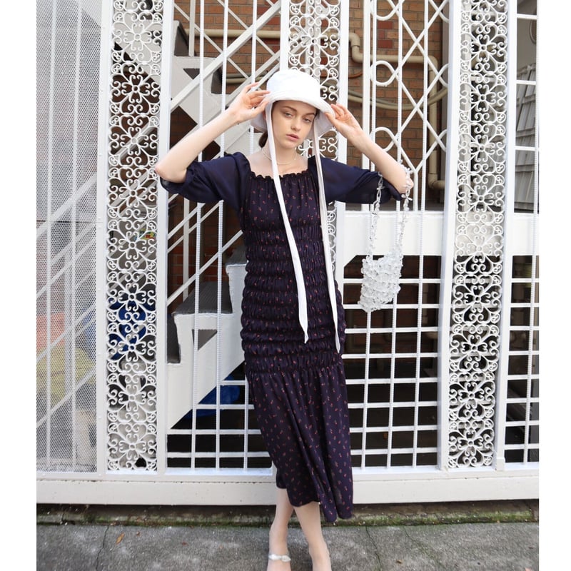 mermaid gather onepiece flower navy | épine mermaid gather onepiece flower navy | épine