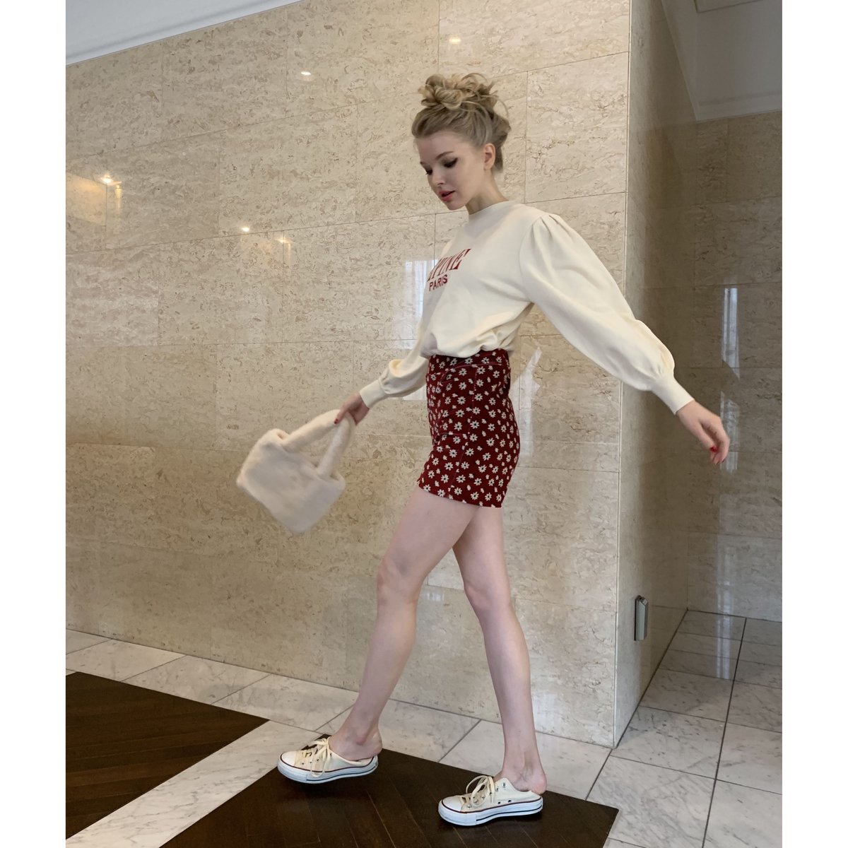 velours flower short pants red | épine velours flower short pants red | épine
