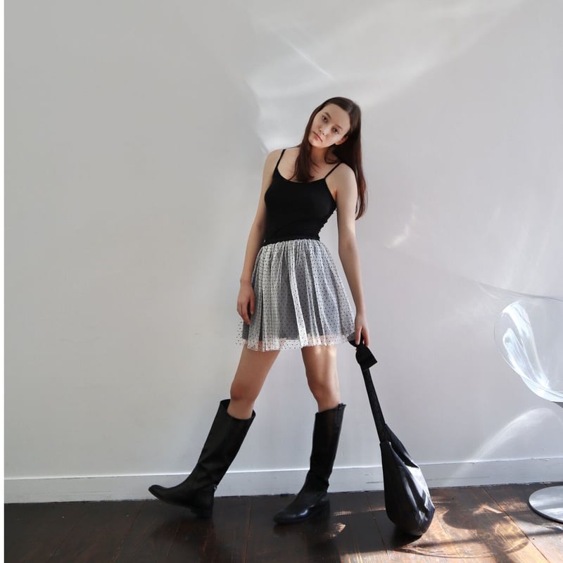 tulle mini skirt black×white dot | épine tulle mini skirt black×white dot | épine