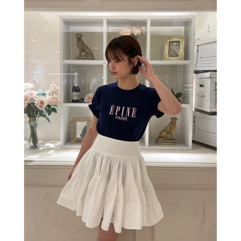 ÉPINE PARIS embroidery tee navy×pink | épine ÉPINE PARIS embroidery tee navy×pink | épine