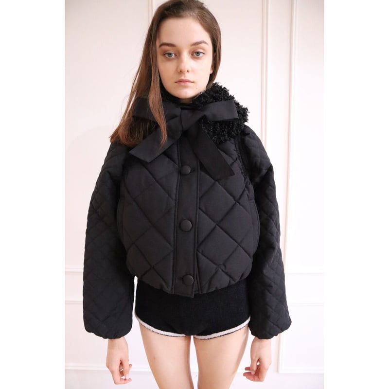 furribbon quilting short down coat black