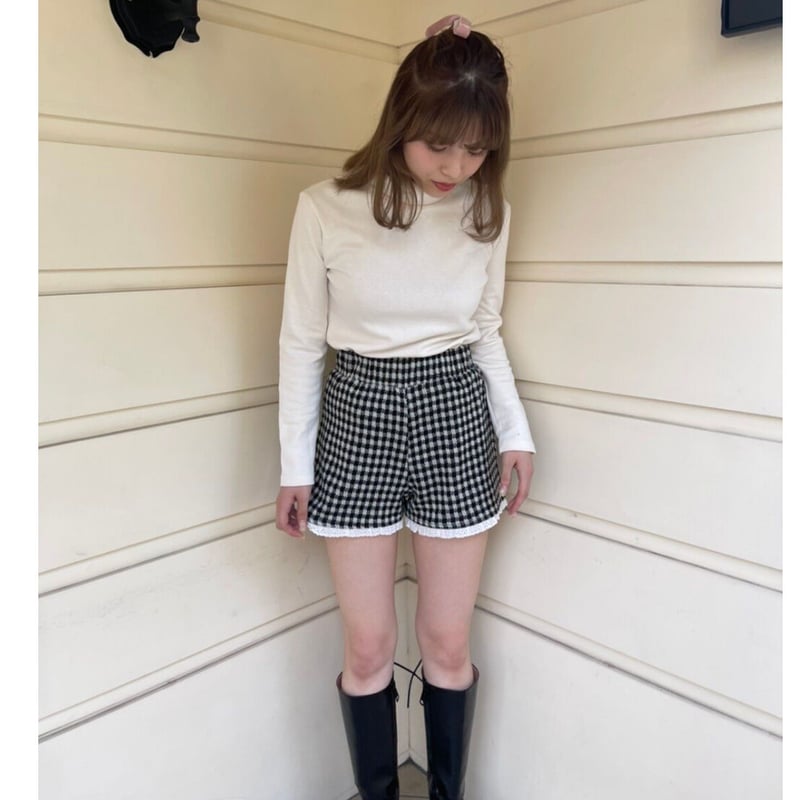 正式的 epine ショートパンツ lace pants short knit check frill