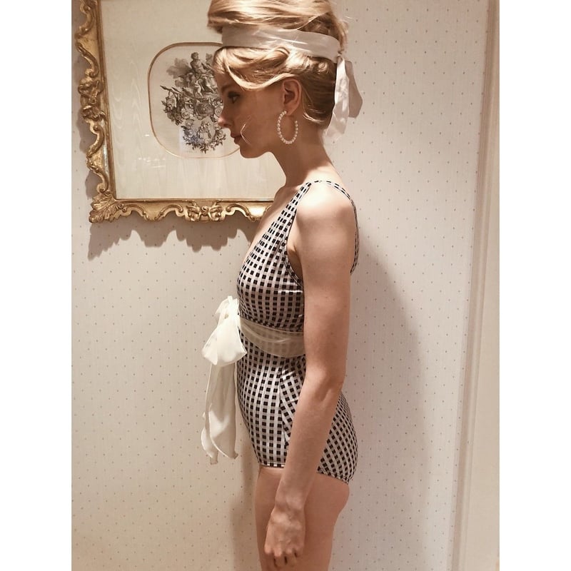 chiffon ribbon check swim wear | épine chiffon ribbon check swim wear | épine