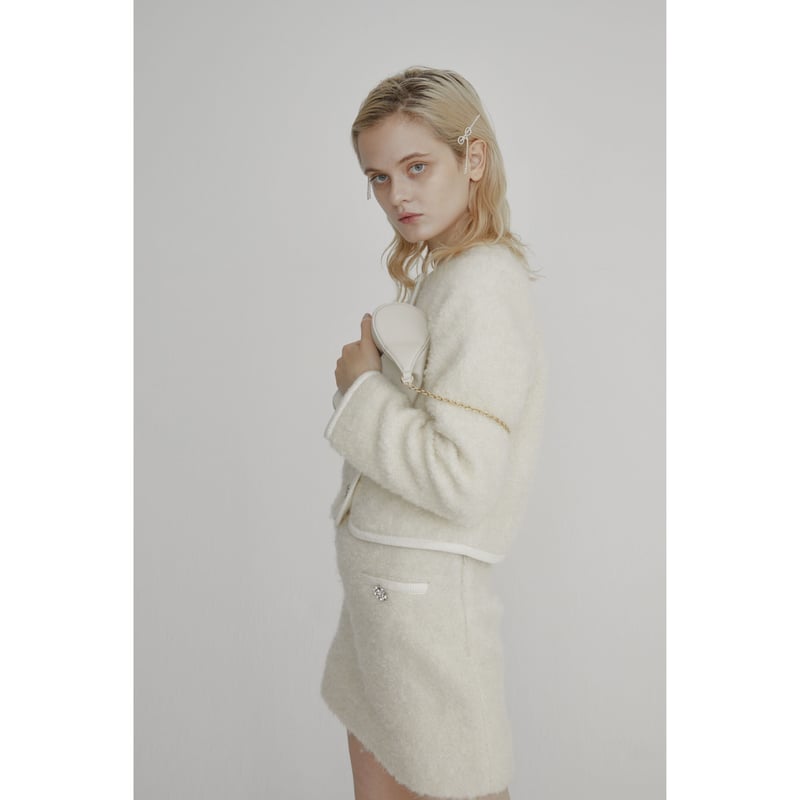 epine bijou fur jacket ivory ジャケット poodle collar fur coat