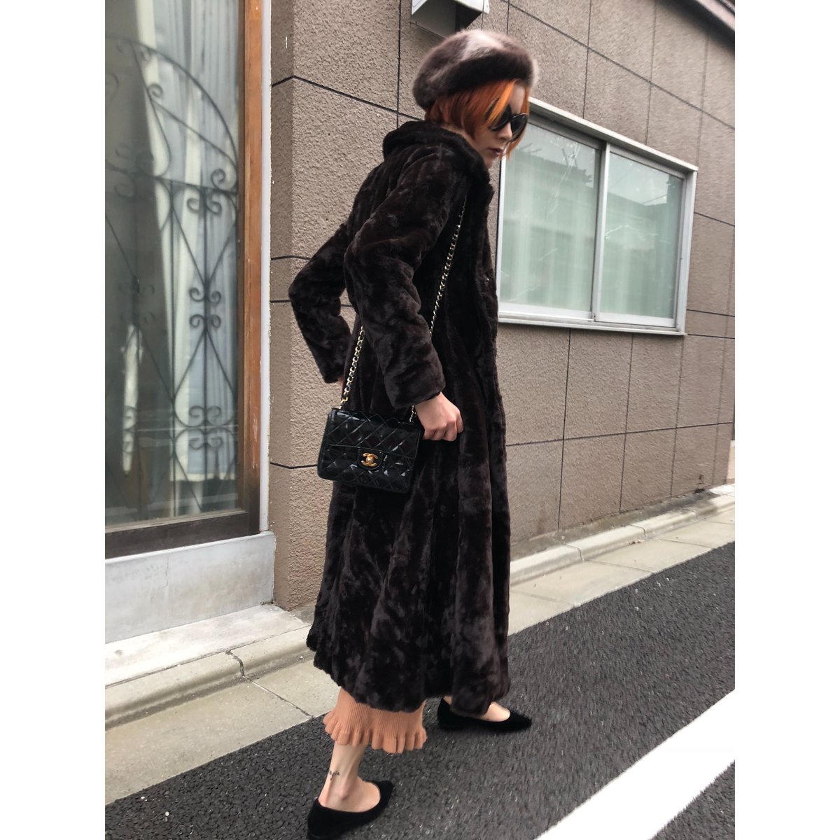 long fur coat bitter brown | épine long fur coat bitter brown | épine