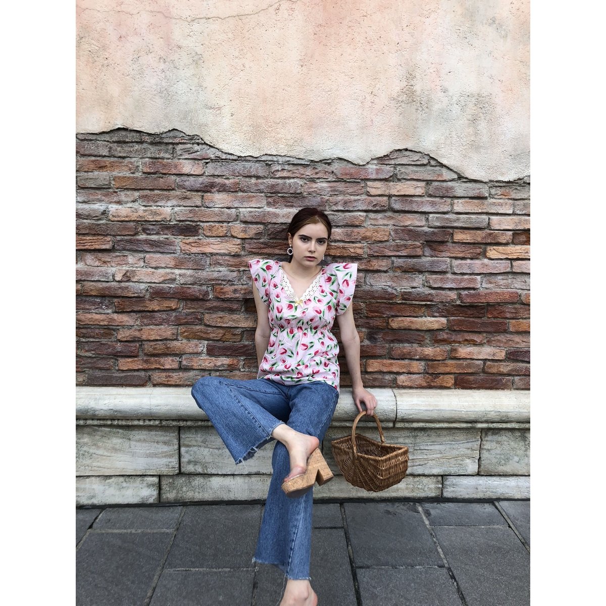 épine - epine flower back ribbon blouse pink back ribbon frill blouse pink | épine