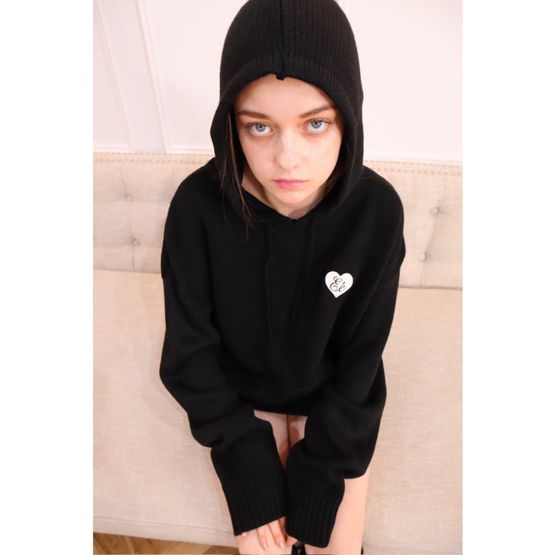 ♡ Eé knit hoodie black | épine ♡ Eé knit hoodie black | épine
