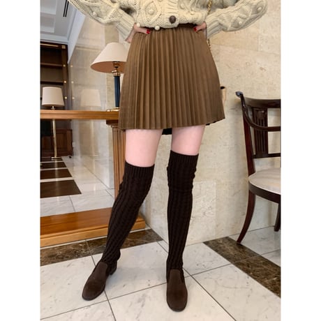 knit knee-high boots brown