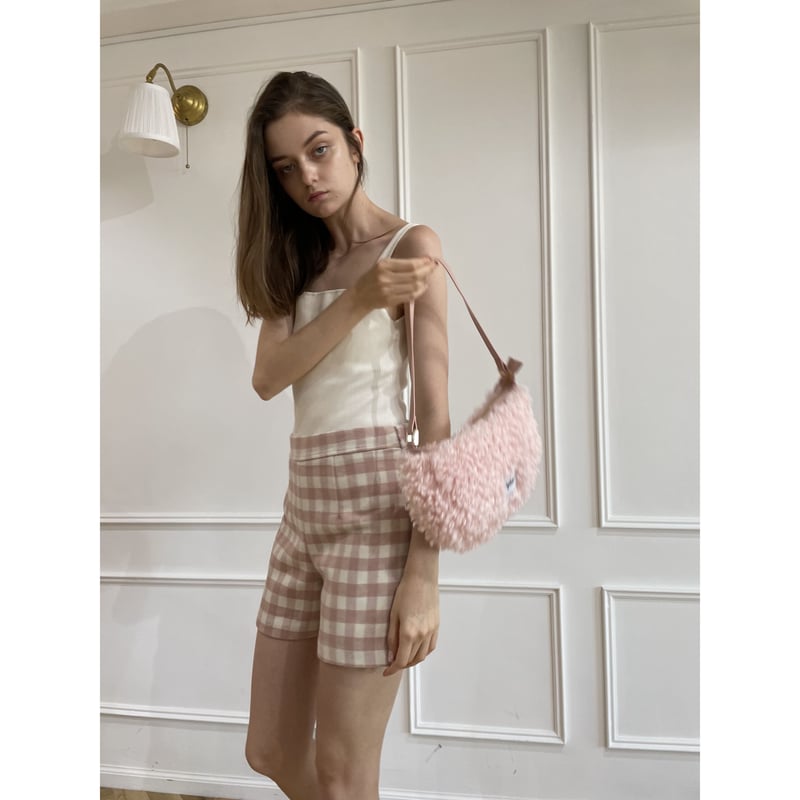 wool check short pants pink | épine 