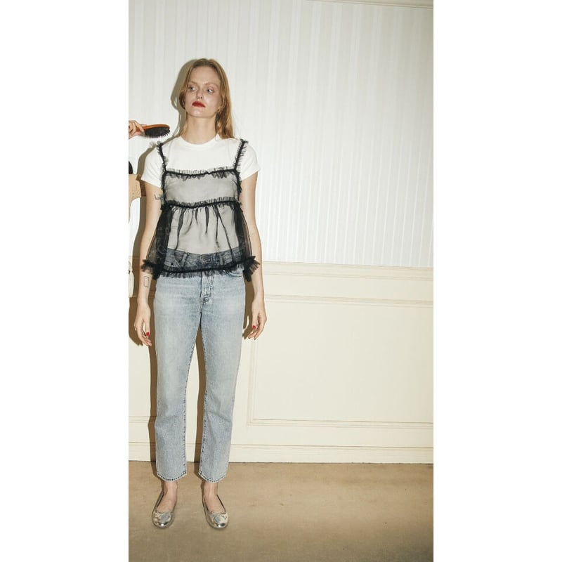 é zipper tulle frill skirt 黒 / épine エピヌ frill organdy bustier black | épine