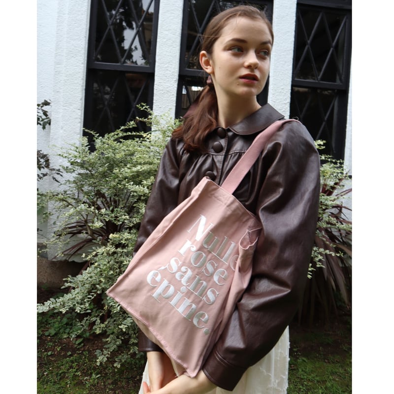 Nulle rose sans épine embroidery tote bag pink×