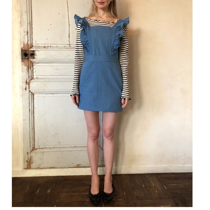 denim frill onepiece light blue | épine denim frill onepiece light blue | épine