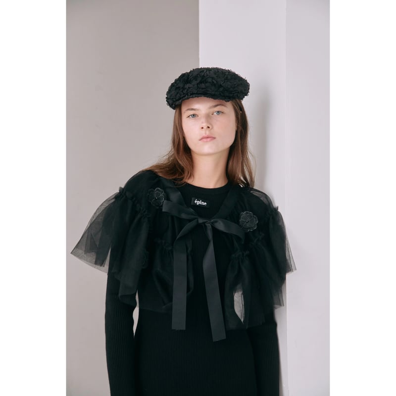 épine tulle flower rib knit onepiece(2color) | épine tulle flower rib knit onepiece(2color) |