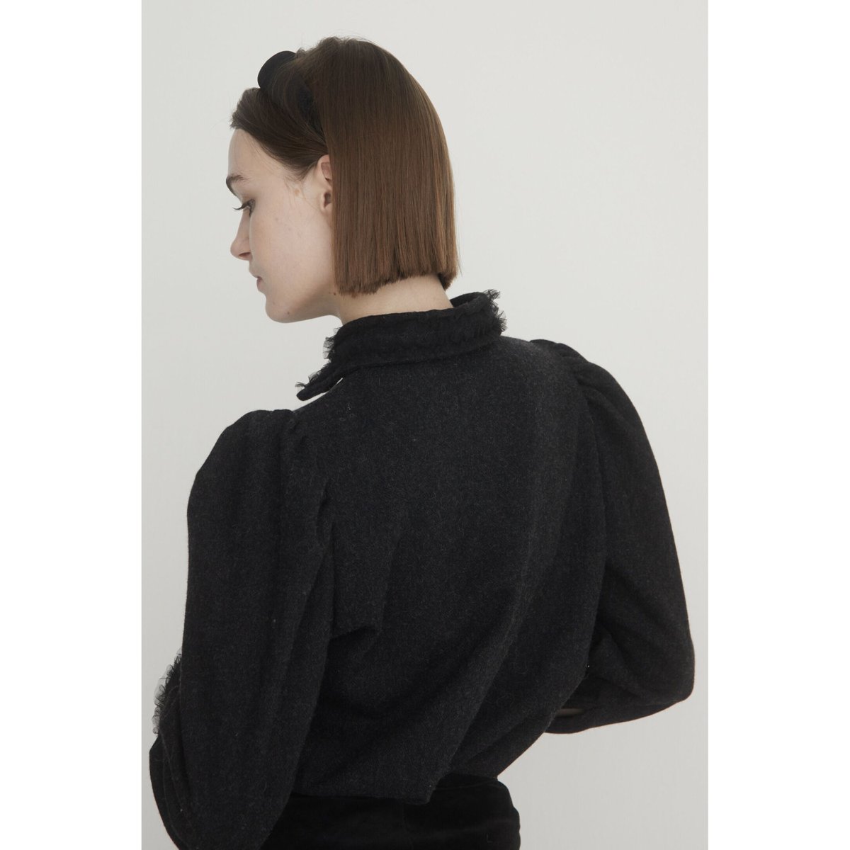 ÉPINE PARIS tulle wool blouse nuance black | épine